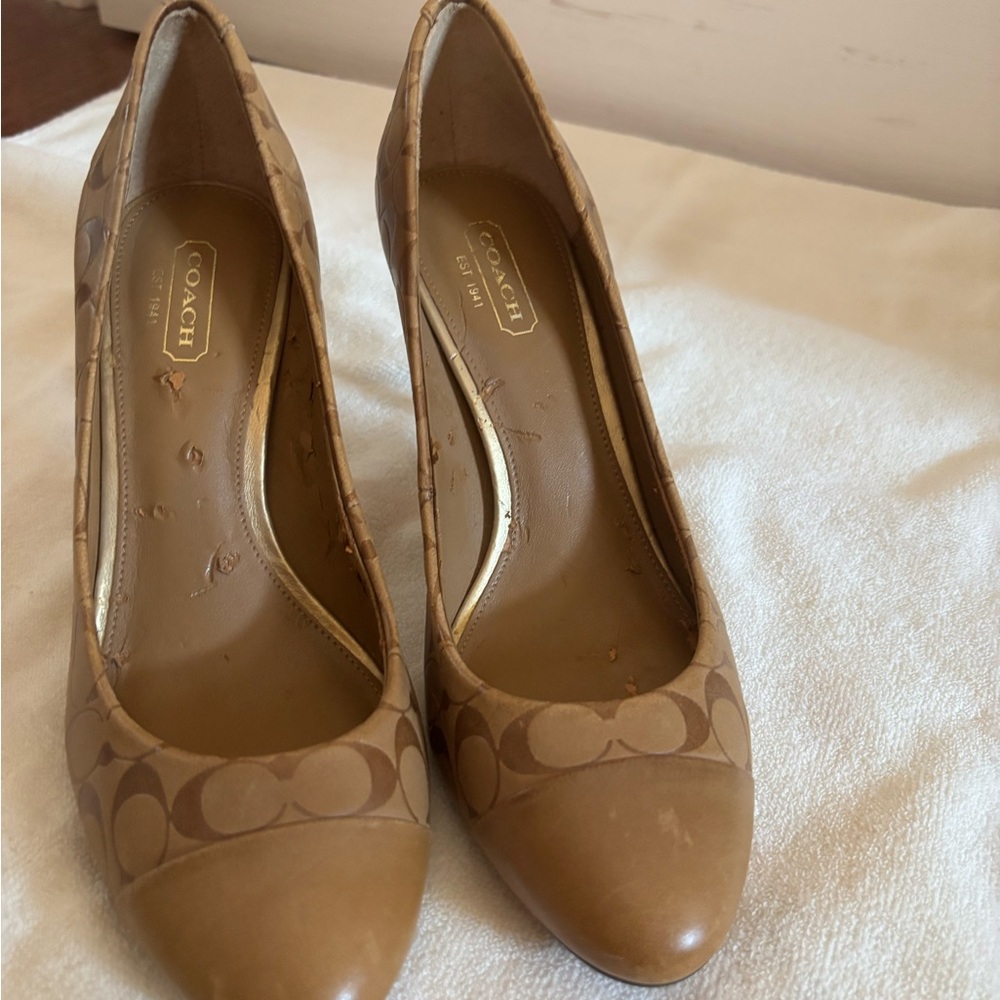 Coach Women's Brown Patterned Heels